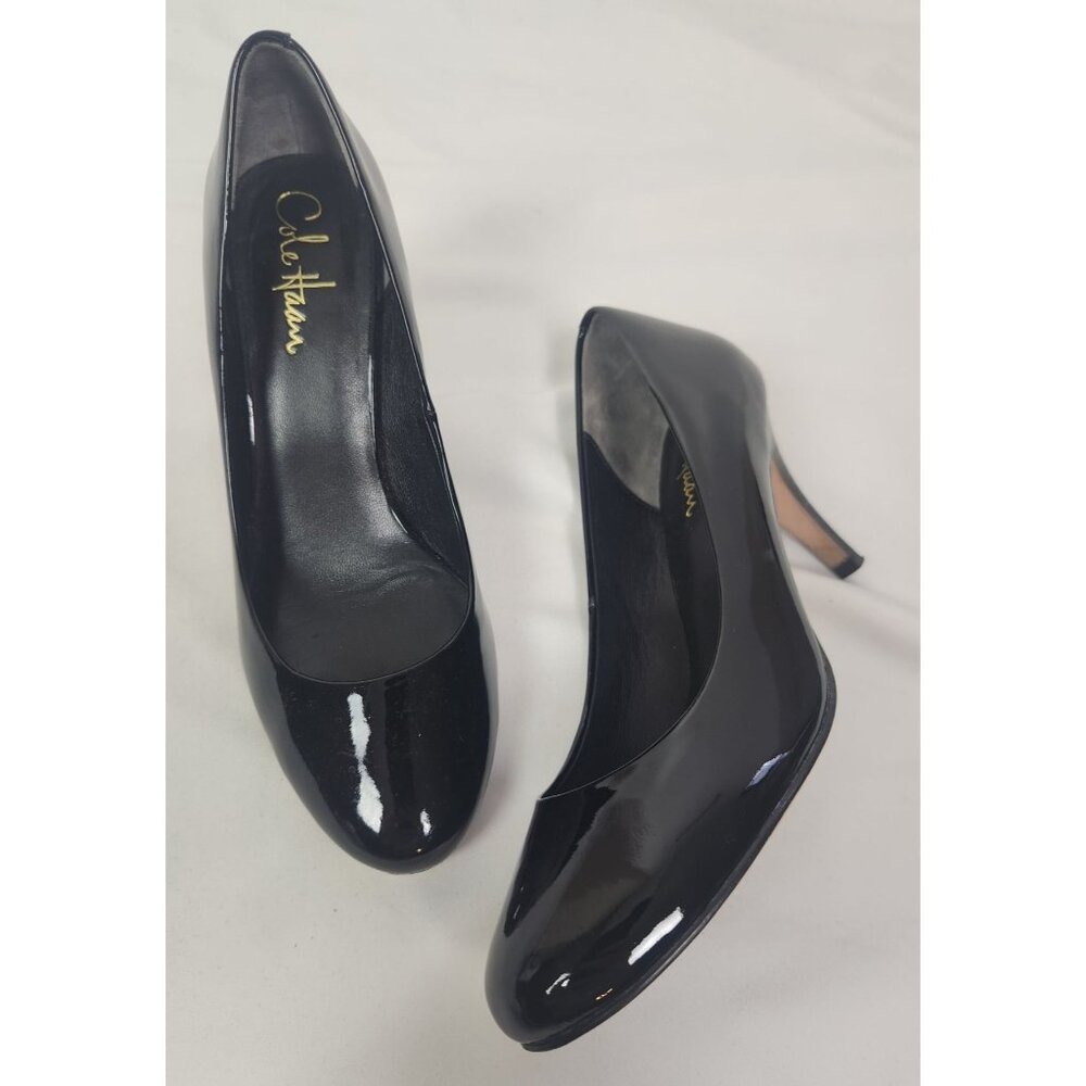 Cole Haan Women's Sz. 7B Black Patent Leather Round Toe Pumps - Picture 1 of 8